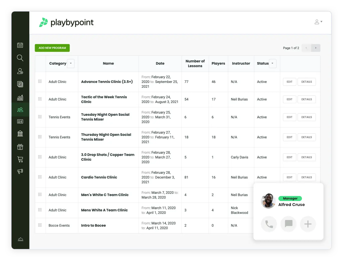 Screen of Program management